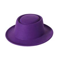 Vintage Fedora Hat Cotton Short Brim Western Cowboy Hat Versatile Trilby Top Hat for Dinner Outdoor Casual Wear violetinė