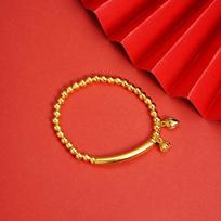 Luxury 24K 9999 Pure Gold Real Gold Curved Tube Round Bead Bracelet Women's Vintage Lotus Seed Bracelet auksas