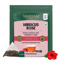 VAHDAM, Hibisko žiedų arbatos maišeliai (50 Skaičiavimas) | Be kofeino, be GMO | Gėlių skonio arbata - Hibiskas, Rožių žiedlapiai ir Egzotiniai prieskoniai | Resea red