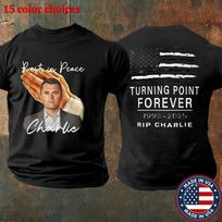 Charlie Kirk Shirt Turning Point Forever 1993-2026 RIP CHARLIE! Patriot T-Shirt M black