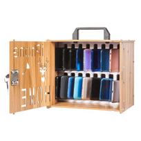 Wooden Desktop Phone Management Box Security Lock Feature Ergonomic Carrying Handle For Office Home Organization gray