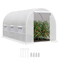 Garden Tunnel Greenhouse 8m², Tunnel Garden Greenhouse with Door and 6 Windows, PE Cover 140 g/m² 400 x 200 x 200 cm White 400 x 200 x 200 cm