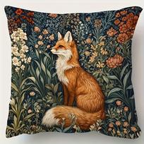 PC William Morris Style Fox  Floral Decorative Pillow Cover for Sofa  Home Decor (Pillow Insert Not Included) 45cmx45cm(18x18Inch) gray
