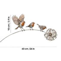 Robin Garden Stake Rustic Robin Bird Yard Art Decorations Metal Robins Bird Garden Sculpture Weather Resistant for Lawn Patio black