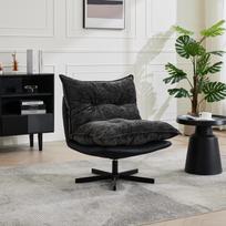Relax Chair, 3-Way Backrest (95 degrees/110 degrees/125 degrees) - Black Metal Legs, Cat-Scratch Faux Leather, Chenille Cover, Memory Foam