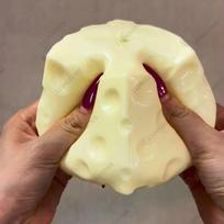 Jumbo Cheese Cube Stress Ball Big Cheese Shapeable Squeeze Ball Non-Bounce Fidget Toy ASMR Sensory Anti-Stress Christmas Gift beige