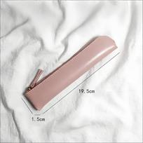 Vintage PU Thin Pencil Case Zipper Soft Durable Stationery Pouch for School Office Workers Supplies A4 white