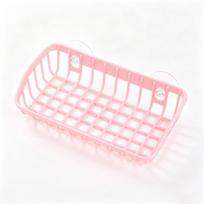 Wall Mount Plastic Sponge Holder Double Suction Cup Hollow Drain Basket Multifunctional Kitchen Storage Supply rožinė