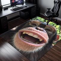 3D Monkey Face Rug Funny Animal Print Office Desk Mat Gamer Room Decor Unique Novelty Floor Covering Soft Plush Carpet 50x80cm