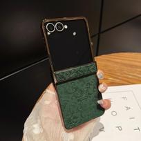 Luxury Dragon Pattern Leather Case for Samsung Z Flip 7: Premium Flip 6/5 Anti-Drop Protection Z-Flip 5 tamsiai žalia spalva