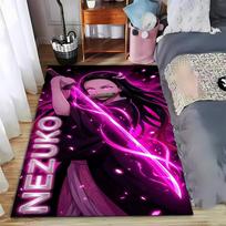 Anime Girl with Sword Design Carpet, Nezuko Pink Style Home Decor Suitable for use as an anti-slip for living room bedroom sofas 40x60cm( 15x23in ) black