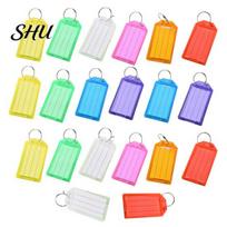 Small Key Tag 20Pcs Plastic Tags with Label Lightweight Writeable Removable Polypropylene Ring Colorful Organization Ink-resistant blue