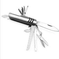 11 in 1 Fold Pocket Knife,Portable Carry Around Multifunction Outdoor Emergency Tools,Stainless Steel Bottle Opener Cork Drill. white