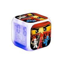 (B)Ninjago 7 spalvų LED skaitmeninis žadintuvas Miegamojo dekoras Su laiku, temperatūra, žadintuvu, data Vaikams Dovanos