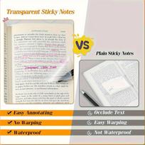Transparent Sticky Notes 1000 PCS - 6 Sizes See Through Pads, Waterproof Self-Adhesive for Office & Annotating Books Post-it note white