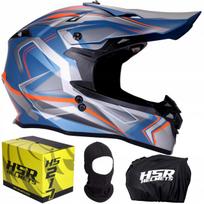 Motociklininko šalmas HSR HS217 S, oranžinis/pilkas, ECE 22.06, krosinis/ enduro/ keturračiui