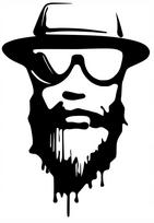Lipdukas automobiliui, motociklui ar šalmui BARBER BEARD, 18 x 12,4 cm, be fono