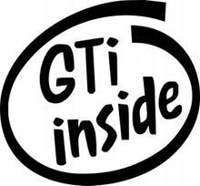 Lipdukas automobiliui ar motociklui GTI INSIDE, 13 x 14 cm, be fono