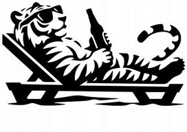 Lipdukas automobiliui ar motociklui TIGER ON THE DECKCHAIR, 10 x 17,6 cm, be fono