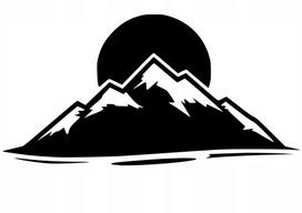 Lipdukas automobiliui ar motociklui LANDSCAPE MOUNTAINS WITH SUN, 10 x 20 cm, be fono