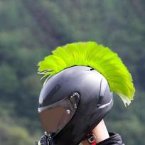 Perukas šalmui, šviesiai žalias, punk stiliaus