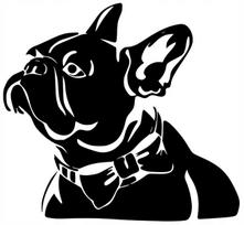 Automobilių lipdukas „French Bulldog“ su kaspinu, 12 x 13 cm