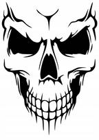 Lipdukas be fono automobiliui, motociklo šalmui SKULL, 18 x 12,9 cm