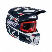 Motociklininko šalmas LEATT KIT MOTO 3.5 V25, mėlynas, 61–62 cm (XL), su akiniais