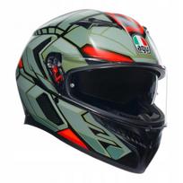 Motociklininko šalmas AGV K3 Decept, matinė juoda/žalia/raudona, 2XL
