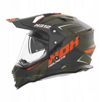 Motociklininko šalmas NOX, enduro, khaki pilka/oranžinė, XS