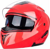 Motociklininko šalmas JIEKAI su saulės skydeliu, XXL, raudonas