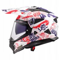 Motokroso šalmas LS2 MX702 PIONEER II FANTASY, balta/raudona/mėlyna, XXL
