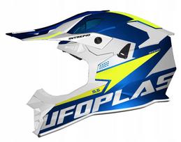 Motokroso šalmas UFO INTREPID, balta/mėlyna, dydis S