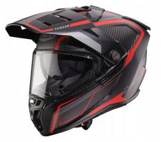 Motociklininko šalmas CABERG DUAL TANAMI CARBON GRAVITY raudonas/pilkas, XL