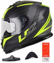 Motociklo šalmas LS2 FF800 Storm II Nerve, juodas/geltonas, su integruota blenda, M dydis