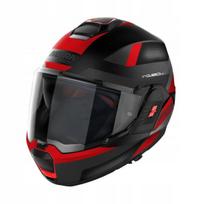 Motociklininko šalmas Nolan N120-1, juodas/raudonas, matinė, M dydis