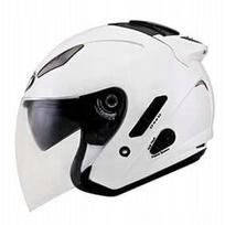 Atviras motociklininko šalmas KYT HELLCAT, M dydis, baltas, 57/28 cm