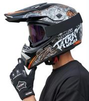 Šalmas su akiniais ir pirštinėmis, juodas, XL (61–62 cm), elektriniam paspirtukui, BMX, dviračiui