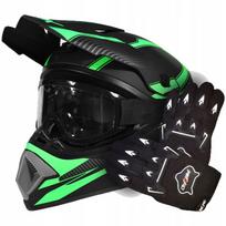 Rinkinys: šalmas, akiniai ir pirštinės Cross Enduro Quad ATV BMX L dydis