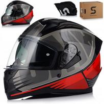 Motociklininko šalmas SKA-P 3MHA, raudonas, blizgus, su Pinlock sistema, BLEND, ECER 22.06
