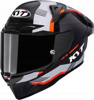 Motociklo šalmas KYT R1R Carbon Zone oranžinis, dydis M