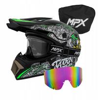 Kroso šalmas juodas XL su akiniais keturračiui, ATV, Enduro, BMX, MTB, motoroleriui