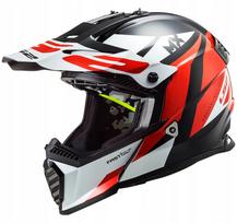 Motociklininko šalmas LS2 MX437 FAST EVO STRIKE, juodas/baltas/raudonas, XXL dydis