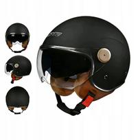 Atviras juodas retro stiliaus motociklo šalmas