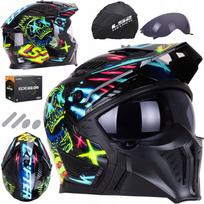 Motociklininko šalmas LS2 OF606 DRIFTER Rayz, atviras, nuimama smakro apsauga, 4 viename