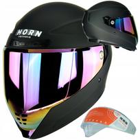 Motociklininko šalmas Horn 838 Rainbow su skaidriu stiklu, ECE22-06, XL, tinkamas racijai