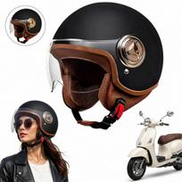 Motociklininko šalmas ELEGANT Neo-Retro, juodos matinės spalvos, L dydis