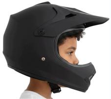 Vaikiška juoda matinė šalmas motociklui, keturračiui ar dviračiui, dydis S (53-54 cm)