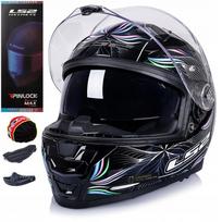 Motociklininko šalmas LS2 FF811 VECTOR II Tropical, juoda/balta, S dydis