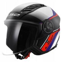 Motociklininko atviras šalmas LS2 OF616 AIRFLOW II RUSH, balta/mėlyna/raudona, M dydis